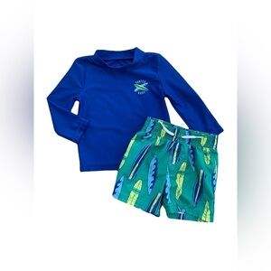 Carter's Size 18 Months Rash Guard and Swim Trunks Set